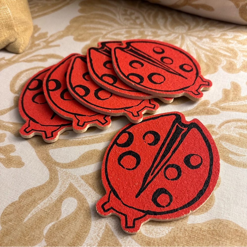 Lady Bug Cork Coasters